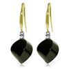 Genuine 31.1 ctw Black Spinel & Diamond Earrings Jewelry 14KT Yellow Gold - REF-42Y9F