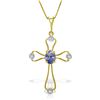 Genuine 0.57 ctw Tanzanite & Diamond Necklace Jewelry 14KT White Gold - REF-44F4Z