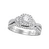 1 CTW Diamond Bridal Wedding Engagement Ring 14KT White Gold - REF-134X9Y