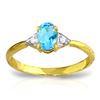 Genuine 0.46 ctw Blue Topaz & Diamond Ring Jewelry 14KT Yellow Gold - REF-22A5K