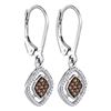 Image 1 : 0.33 CTW Cognac-brown Color Diamond Diagonal Earrings 10KT White Gold - REF-20W9K