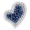 0.14 CTW Blue Color Diamond Heart Love Pendant 10KT White Gold - REF-14H9M