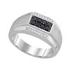 0.42 CTW Mens Black Color Diamond Rectangle Cluster Ring 10KT White Gold - REF-37F5N