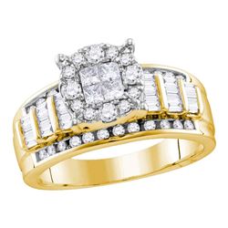 0.99 CTW Princess Diamond Soleil Cluster Bridal Engagement Ring 10KT Yellow Gold - REF-82F4N