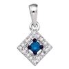 Image 1 : 0.20 CTW Blue Color Diamond Square Pendant 10KT White Gold - REF-14M9H