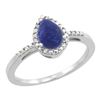 Image 1 : Natural 0.83 ctw lapis-lazuli & Diamond Engagement Ring 14K White Gold - REF-23K8R