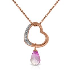 Genuine 2.28 ctw Pink Topaz & Diamond Necklace Jewelry 14KT Rose Gold - REF-40T7A