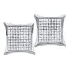 Image 1 : 0.05 CTW Diamond Square Kite Cluster Stud Earrings 10KT White Gold - REF-4K5W