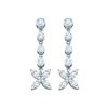 Image 1 : 0.75 CTW Diamond Flower Cluster Dangle Earrings 10KT White Gold - REF-44X9Y