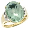 Image 1 : Natural 11.02 ctw Green-amethyst & Diamond Engagement Ring 10K Yellow Gold - REF-50W9K