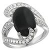Image 1 : Natural 3.96 ctw onyx & Diamond Engagement Ring 14K White Gold - REF-132K8R