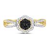 Image 2 : 0.30 CTW Black Color Diamond Flower Cluster Ring 10KT Yellow Gold - REF-22Y4X