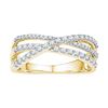 Image 1 : 0.50 CTW Diamond Triple Strand Crossover Ring 10KT Yellow Gold - REF-41X9Y