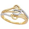 Image 1 : 0.10 CTW Diamond Triple Row Leaf Ring 10KT Yellow Gold - REF-16H4M