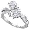 Image 1 : 0.50 CTW Princess Diamond Soleil Cluster Bypass Bridal Ring 14KT White Gold - REF-59M9H