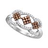 Image 1 : 0.33 CTW Brown Color Diamond Cluster Ring 10KT White Gold - REF-22H4M