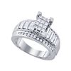 Image 1 : 0.85 CTW Princess Diamond Cindy's Dream Cluster Bridal Ring 10KT White Gold - REF-53M9H