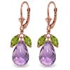 Image 1 : Genuine 14.4 ctw Peridot & Amethyst Earrings Jewelry 14KT Rose Gold - REF-46V7W