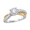 Image 1 : 1 CTW Diamond Solitaire Roped Bridal Engagement Ring 14KT White Gold - REF-149H9M