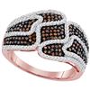 Image 1 : 0.75 CTW Red Color Diamond Cocktail Ring 10KT Rose Gold - REF-67N4F