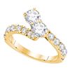 Image 1 : 1.46 CTW Diamond 2-stone Hearts Together Bridal Ring 14KT Yellow Gold - REF-187N4F