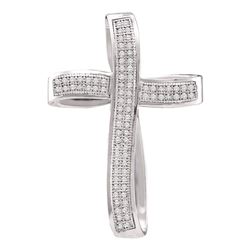 0.25 CTW Pave-set Diamond Cross Pendant 10KT White Gold - REF-22F4N