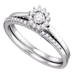 0.24 CTW Diamond Halo Wedding Bridal Ring 10KT White Gold - REF-30N2F