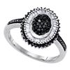 Image 1 : 0.53 CTW Black Color Diamond Oval Cluster Ring 10KT White Gold - REF-37F5N