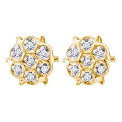 0.05 CTW Prong-set Diamond Cluster Stud Earrings 10KT Yellow Gold - REF-6X6Y