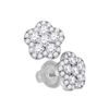 0.82 CTW Diamond Star Cluster Screwback Earrings 14KT White Gold - REF-75N2F