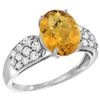 Natural 2.75 ctw quartz & Diamond Engagement Ring 14K White Gold - REF-57K7R