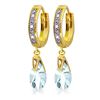 Genuine 2.53 ctw Aquamarine & Diamond Earrings Jewelry 14KT Yellow Gold - REF-60X3M