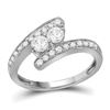 0.66 CTW Diamond 2-stone Bridal Wedding Engagement Ring 10KT White Gold - REF-75W2K