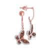 Image 1 : 0.25 CTW Red Color Diamond Butterfly Bug Dangle Earrings 10KT Rose Gold - REF-32X9Y