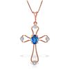 Genuine 0.57 ctw Blue Topaz & Diamond Necklace Jewelry 14KT Rose Gold - REF-40X8M