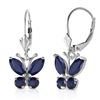 Genuine 1.24 ctw Sapphire Earrings Jewelry 14KT White Gold - REF-42W9Y