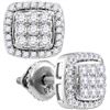 Image 1 : 0.51 CTW Diamond Square Cluster Earrings 10KT White Gold - REF-37M5H