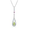 Image 1 : 0.16 CTW Pear Created Green Peridot Solitaire Teardrop Pendant 10KT White Gold - REF-14Y9X