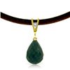 Genuine 15.51 ctw Green Sapphire Corundum & Diamond Necklace Jewelry 14KT Yellow Gold - REF-30Z2N