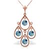 Genuine 1.20 ctw Blue Topaz Necklace Jewelry 14KT Rose Gold - REF-30X7M
