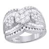 2 CTW Diamond Triple Flower Cluster Bridal Engagement Ring 14KT White Gold - REF-224K9W
