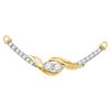0.33 CTW Diamond 2-stone Hearts Together Bar Pendant 14KT Yellow Gold - REF-44Y9X