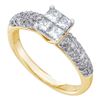 Image 1 : 1 CTW Princess Diamond Cluster Bridal Engagement Ring 14KT Yellow Gold - REF-119F9N