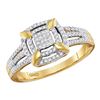 Image 1 : 0.25 CTW Diamond Square Cluster Ring 10KT Yellow Gold - REF-30W2K