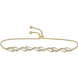 0.33 CTW Diamond Bolo Bracelet 10KT Yellow Gold - REF-59K9W