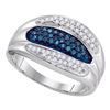 Image 1 : 0.40 CTW Blue Color Diamond Triple Row Ring 10KT White Gold - REF-31H4M