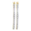 Image 1 : 0.25 CTW Prong-set Diamond Slender Single Row Hoop Earrings 10KT Yellow Gold - REF-30K2W