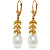 Image 1 : Genuine 9.2 ctw Pearl & Citrine Earrings Jewelry 14KT Rose Gold - REF-45X8M