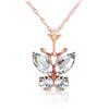 Genuine 0.60 ctw Aquamarine Necklace Jewelry 14KT Rose Gold - REF-25N2R