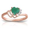 Image 1 : Genuine 1.02 ctw Emerald & Diamond Ring Jewelry 14KT Rose Gold - REF-36K9V